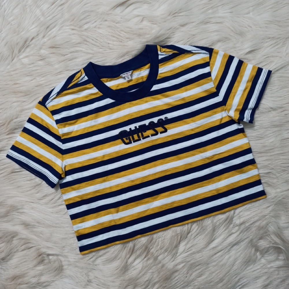 Guess Crop Tee Multiple Color Stripes